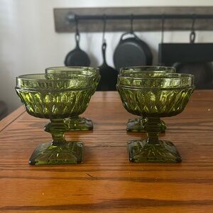 Vintage 70’s style Green Glass Dessert Dishes
